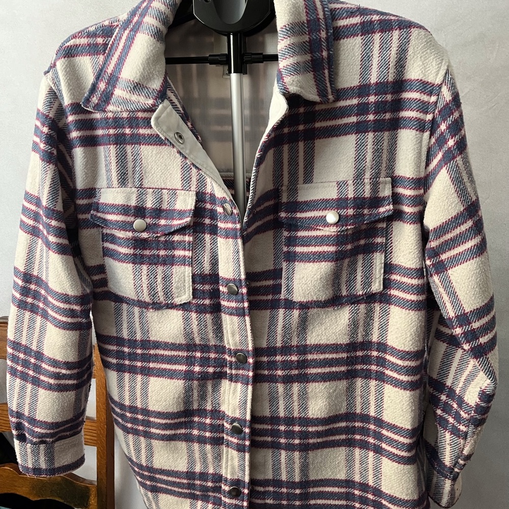 Joie White Label White Plaid Shacket Jacket